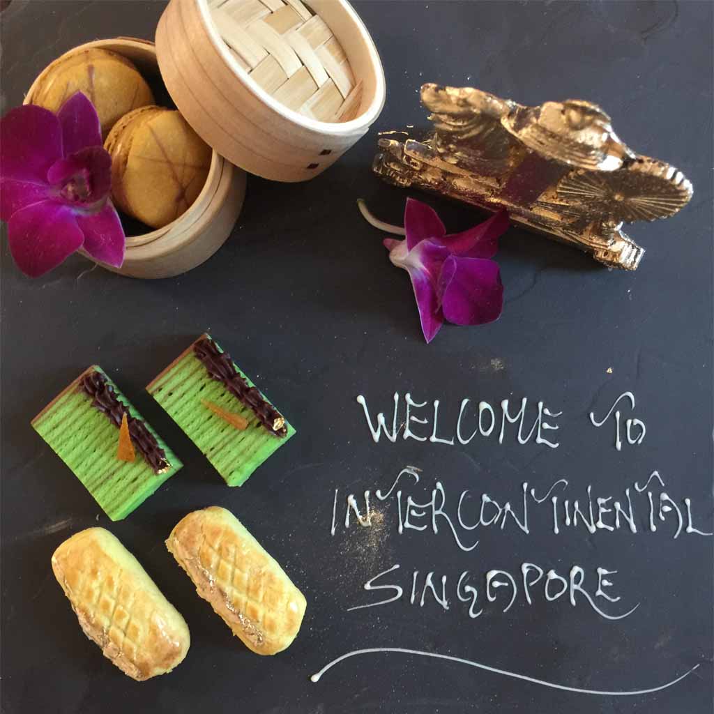 INTERCONTINENTAL HOTEL welcome slate pastries